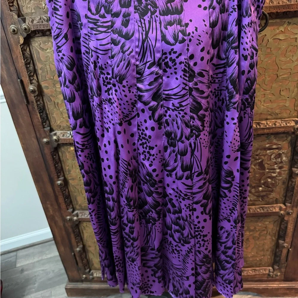 Escada Asymmetrical Skirt in Vibrant Purple and‎ Black 42